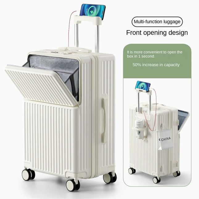 CN Jiangxi Unisex Front Opening Multifunction Luggage 20in by zapcart