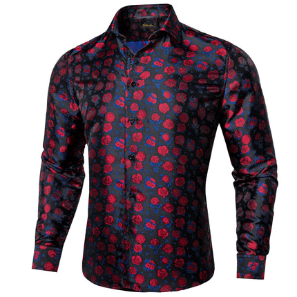HenanChoice Mens Jacquard Paisley Shirt Long Sleeve Luxury by zapcart