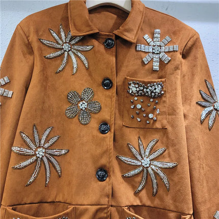 WTHT Womens Rivet Flower Jacket Loose Chic Spring Coat by zapcart