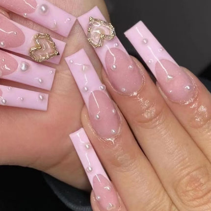 Extra Long Press On Nails Glue Included Bear Bow For Women by zapcart