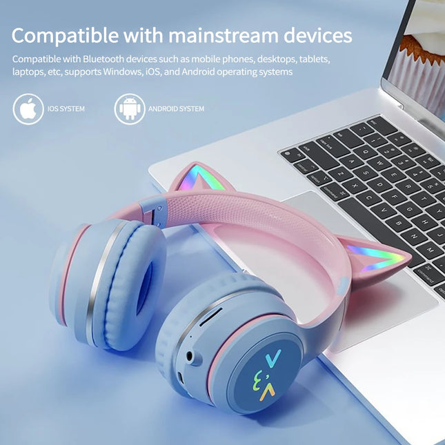 Wymect Cat Ear Wireless Headphones RGB Gift Idea For Girls by zapcart