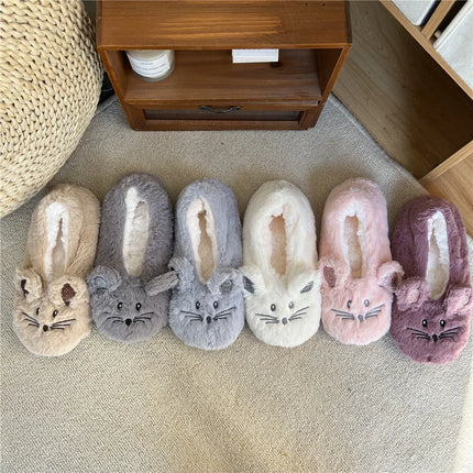 Winter Warm Slipper Women Non Slip Fuzzy Fur Mouse Ears by zapcart