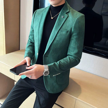 Mens Slim Fit Velvet Blazer Coat CN Zhejiang Plus Size 4XL by zapcart