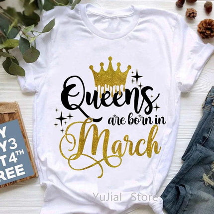 Queen Are Born In January To December Bold Graphic Tee Women by zapcart