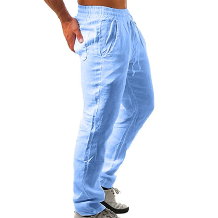 Longchengyixi Men Cotton Linen Pants Loose Fit Stretch by zapcart
