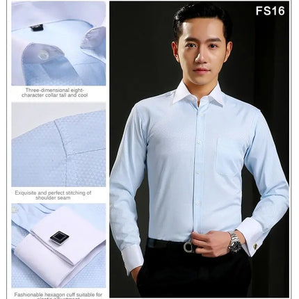 Yuaioiue Men French Cuff Dress Shirt Classic White Office by zapcart