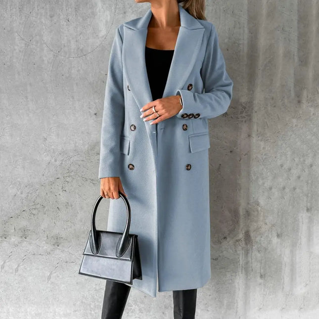 Women Woolen Winter Overcoat Warmth Elegant Streetwear by zapcart