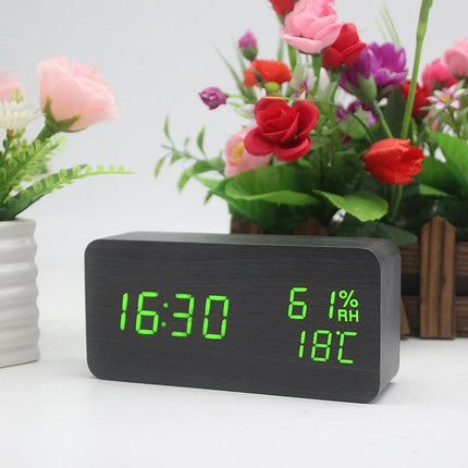 NieNeinChoice Voice Control Wood Digital Alarm Clock Bedroom by zapcart