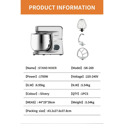 Houselin Dough Kneader Stand Mixer 1700W 6 Speeds Home by zapcart