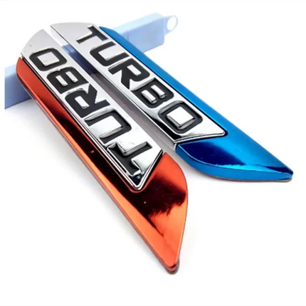 1Pair TURBO New Letter Sticker Car Fender Side Emblem Body Rear Tailgate Decal Auto Accessories