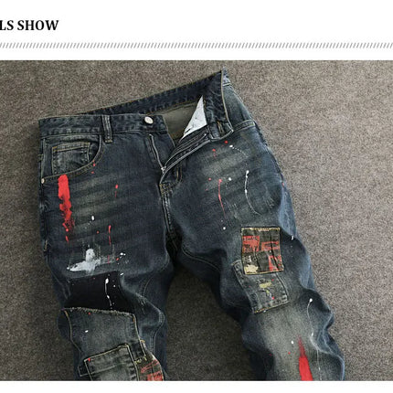 AnhuiChoice Mens Jeans Slim Fit Retro Washed Ripped Hip Hop by zapcart