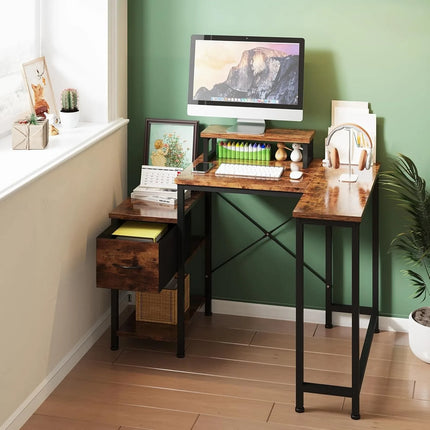 General L Shaped Corner Desk With Drawer And Monitor Stand by zapcart