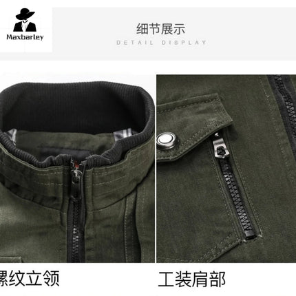 CN Fujian Mens Jacket Zipper Pockets Stand Collar Oversized by zapcart