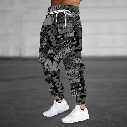 Men 3D Digital Print Jogger Sweatpants for Casual Sport by zapcart