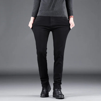Men Elastic Slim Jeans Straight Denim Pants CN Guangdong by zapcart