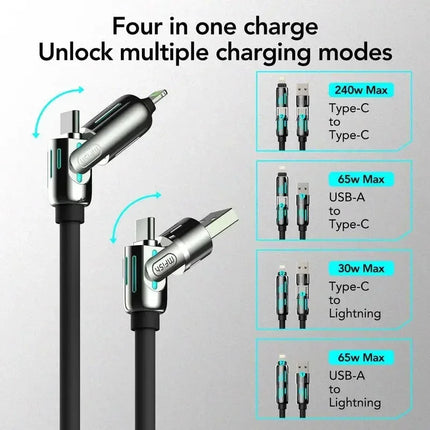 MFISH 4-in-1 USB Cable 240W Fast Charge for iPhone and iPad by zapcart
