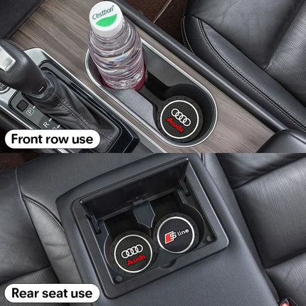 Audi Cup Holder Coasters 2Pcs Anti Slip EmblemsChoice by zapcart