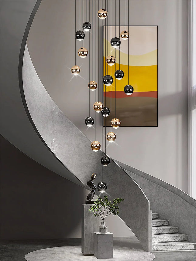 Campeggi Nordic Circular Chandelier Dimmable Gold Black Loft