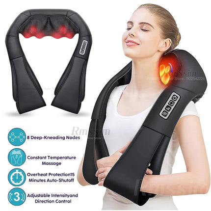 Rmssim Shiatsu Neck Massager Heated U Shape Kneading Home by zapcart
