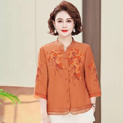 Summer Embroidered Shirt For Women Lightweight Versatile by zapcart