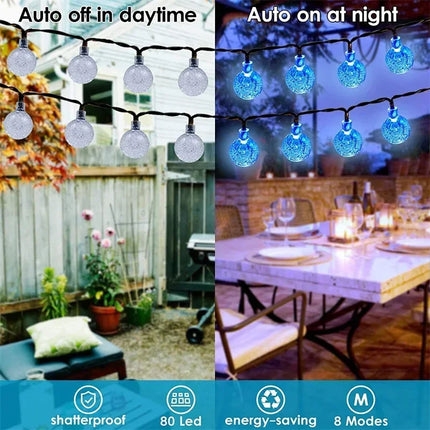 TDRSHINE Solar String Lights Crystal Globe 8 Modes Garden by zapcart