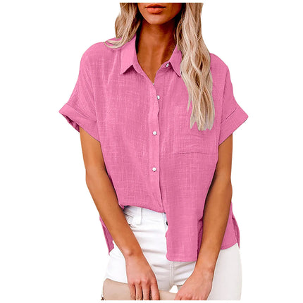 Cotton Linen Summer Tee For Women Breathable Loose Fit by zapcart