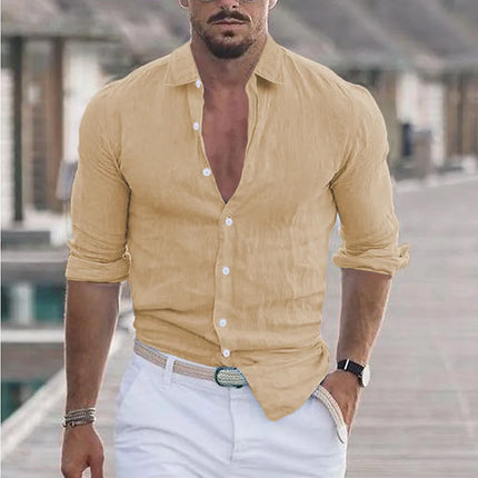 CN Jiangxi Mens Cotton Linen Shirt Loose Fit Breathable by zapcart