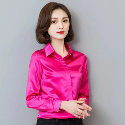 Satin Silk Work Shirt For Women Polished Office Look by zapcart