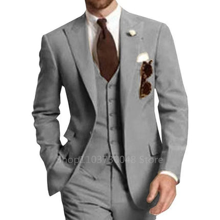 CN Zhejiang Mens 3 Piece Solid Wedding Suit Slim Fit Groom by zapcart