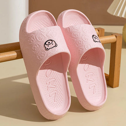 Mens Slippers Little Bear Print Non Slip Indoor Comfort Dorm