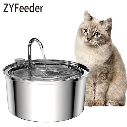 ZYfeeder Cat Water Fountain Usb Quiet Stainless Steel