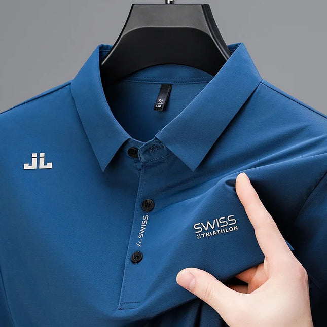 CN Zhejiang Mens Business Casual Polo Shirt Badge Breathable by zapcart
