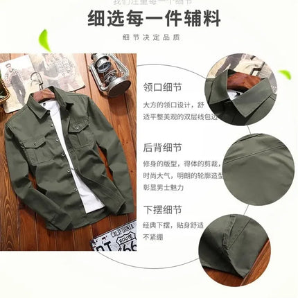 HOMAGROW Mens Dress Cargo Shirt Regular Fit Long Sleeve by zapcart
