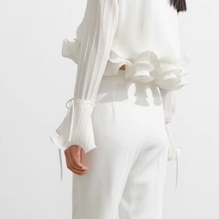 TWOTWINSTYLE Slimming Ruffles Blouse Women V Neck Top by zapcart