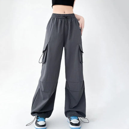 Lucyever Women Joggers Cargo Wide Leg Pockets Y2K Style by zapcart