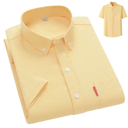 Faboten Men's Oxford Short Sleeve Shirt Slim Fit Cotton by zapcart