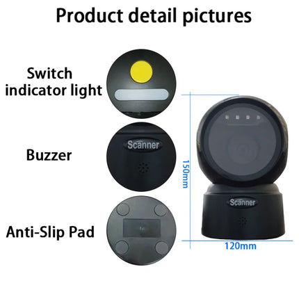 YuNew Omnidirectional 2D Barcode Scanner USB 1D 2D QR Store by zapcart