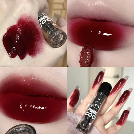 Mirror Glass Lip Tint Punk Dark Red Long Lasting Shine by zapcart