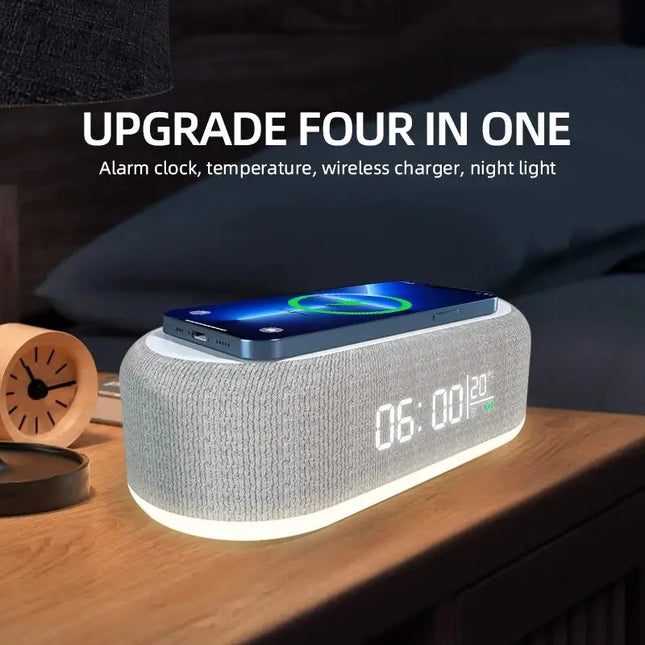 VIKEFON Wireless Charging Alarm Clock With Lamp Bedside Night Light Smart