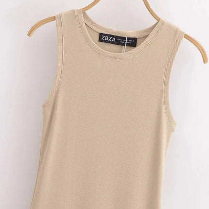 TRAF Khaki Elegant Spring Long Dress Women 2025 Sleeveless by zapcart