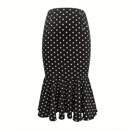 Houndstooth Knee Length Skirt Women High Waist Chic Slim by zapcart