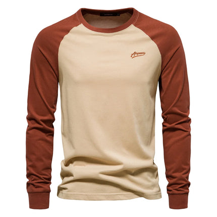 AIOPESON Mens 100 Percent Cotton Long Sleeve Tee Shirt by zapcart