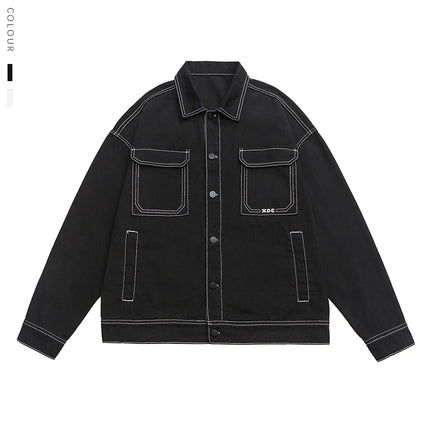 Brother Wang Baggy Denim Jacket Men Large Pocket Oversized by zapcart