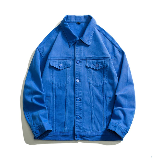 2024 Autumn Men's Oversize White Denim Jacket Fashion Streetwear Cotton Casual Loose High Quality Jean Coats Blue Green Black by zapcart