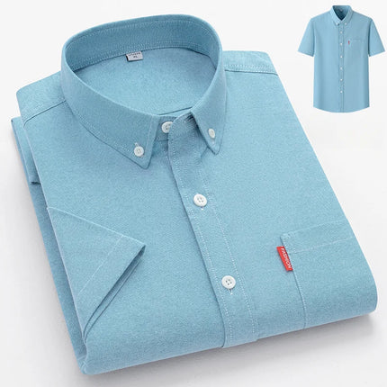 Faboten Men's Oxford Short Sleeve Shirt Slim Fit Cotton by zapcart