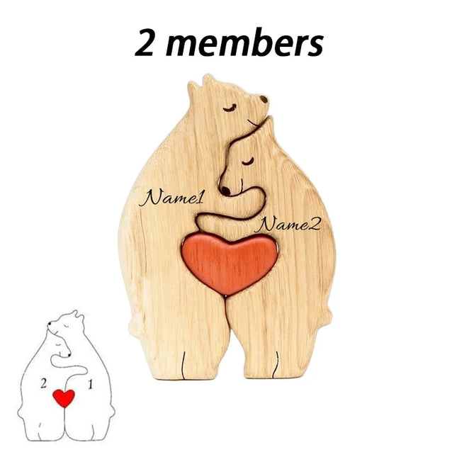 Personalized Wooden Bear Family Puzzle Name Gift Baby Moms by zapcart