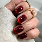 Press On Nails Wine Red Short Square Detachable For Home Use by zapcart