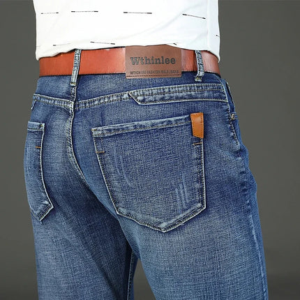 Men Blue Stretch Denim Jeans Straight Fit Classic CN by zapcart