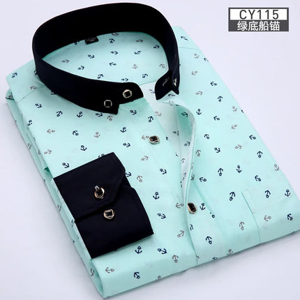 CN Zhejiang Men Slim Printed Long Sleeve Shirt Non Iron by zapcart
