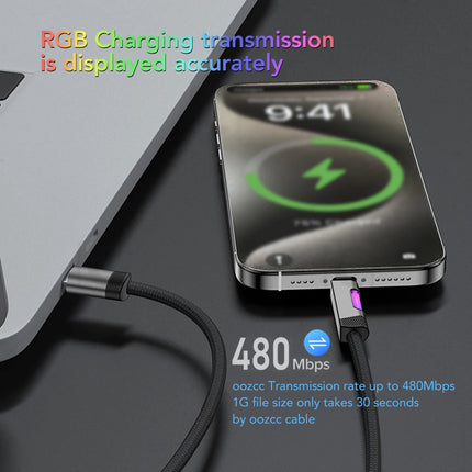 OOZCC RGB USB C Fast Charging Cable 120W 6A For Gamers